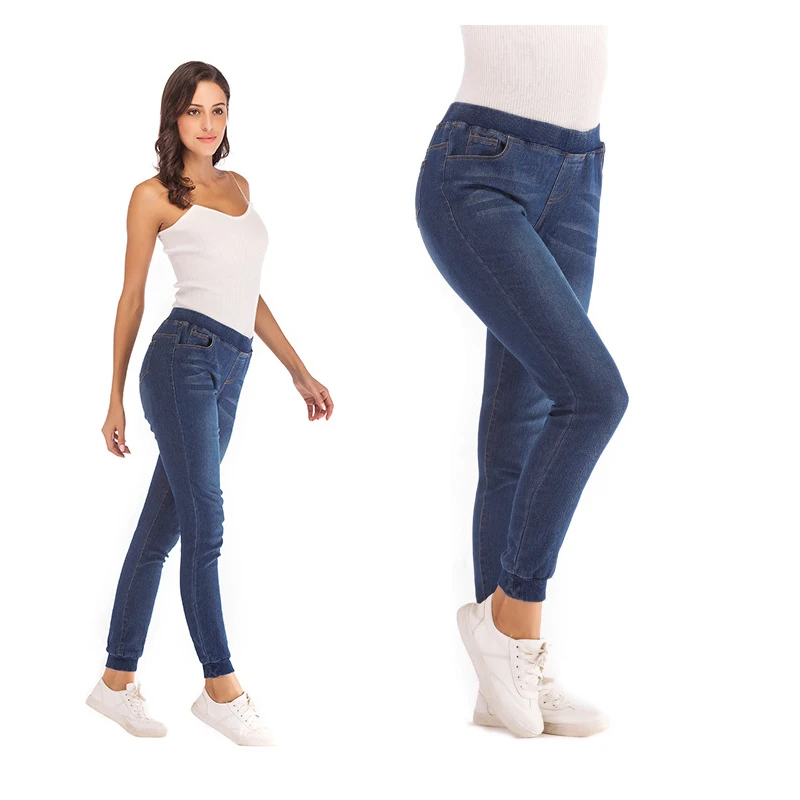 

Mid Waist Casual Jeans Slim Fit Skinny Women Stretch Solid Color Sports Jeans Real Shot Popular Classic Denim Women's Trousers