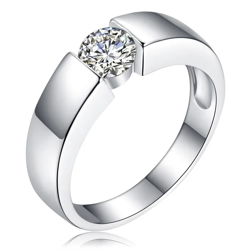 

14K Solid White Gold Ring Test Positive Ring 0.5Ct Solitaire Diamond Ring Unisex AU585 Moissanite Unisex Jewelry Classic Ring