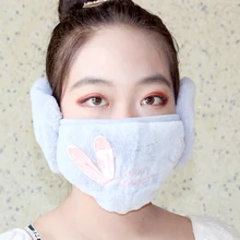 Зимняя теплая велосипедная полумаска для лица, плюшевая Ветрозащитная маска для катания на лыжах, сноуборде, тренировочная маска для улицы, милые наушники для женщин