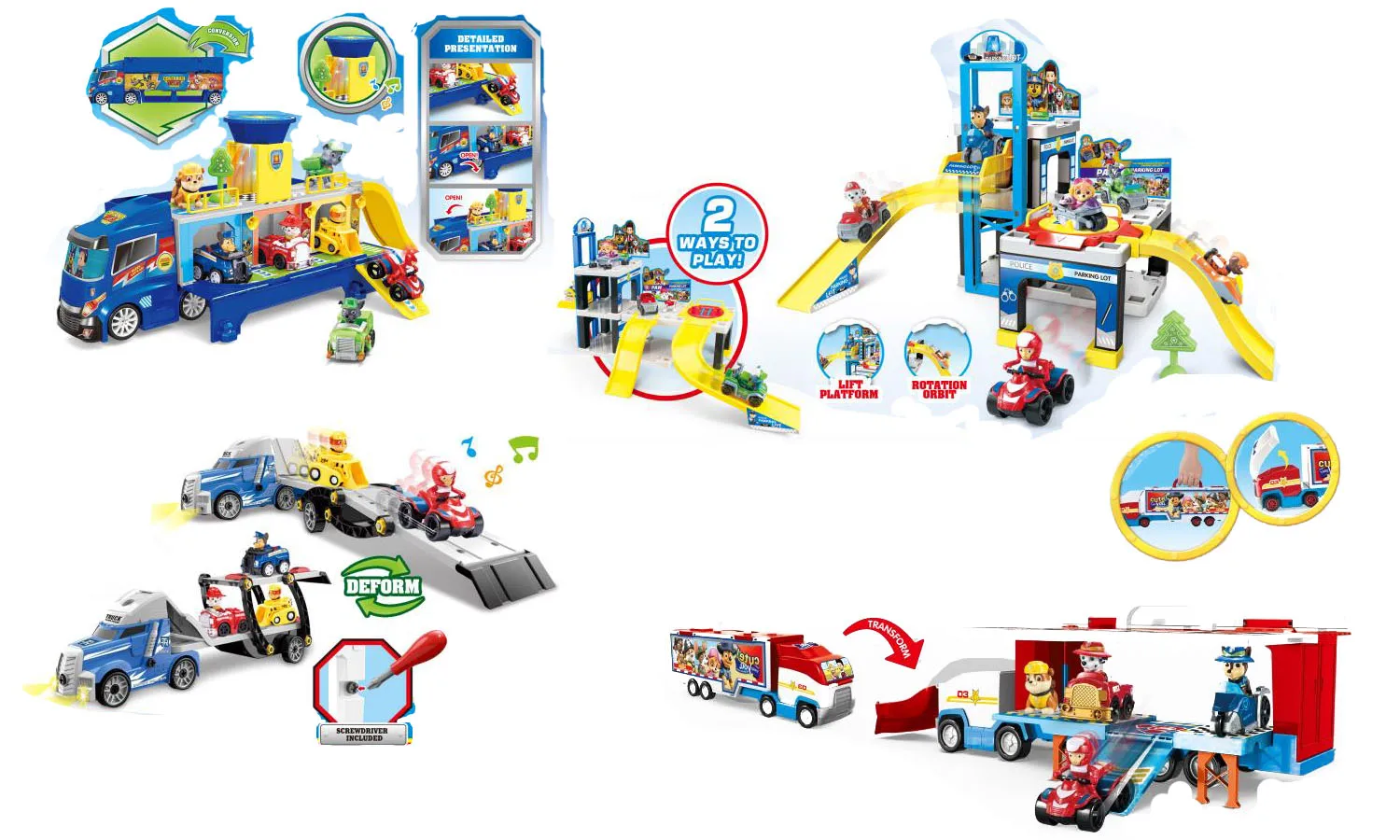 

Paw Patrol Car Motorboat Bus Lookout Tower Park with Music Patrulla Canina Psi Patrol Car Action Figures Toys for Children Gifts