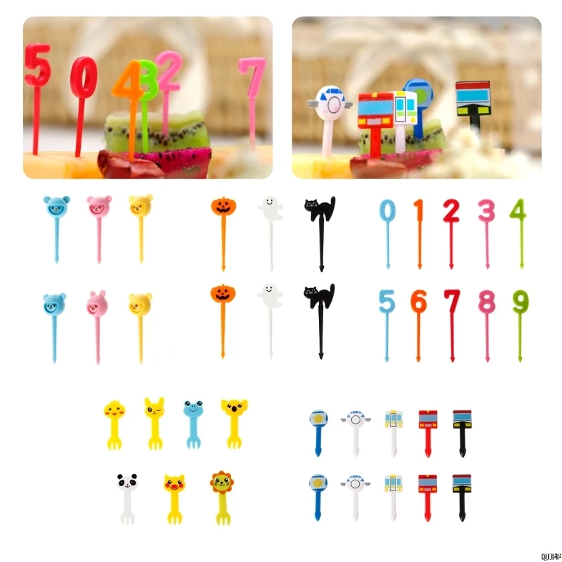 

Farm Cartoon Animal Fruit Fork Set Plastic Cute Toothpick Tableware Food Picks