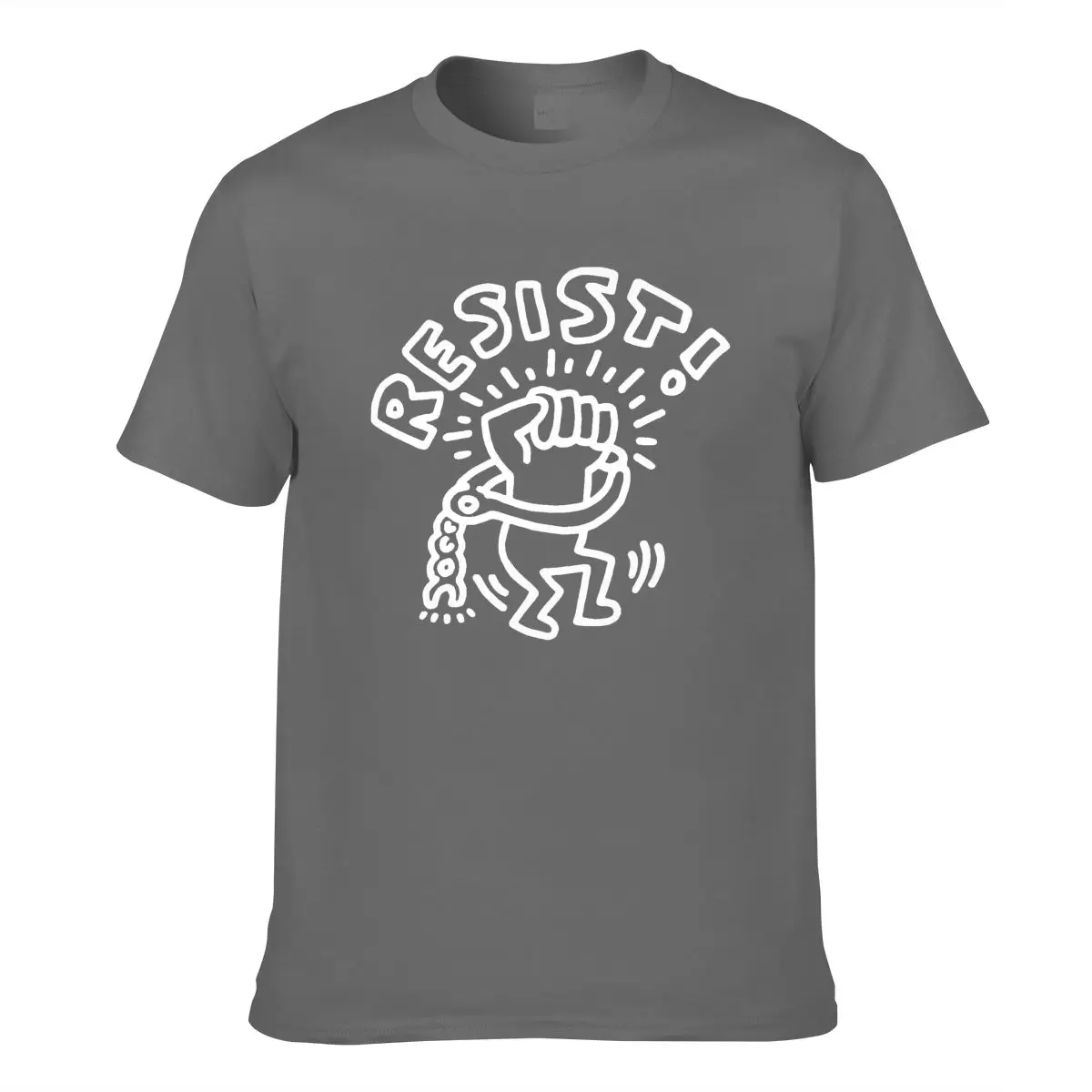 

Brand La Maxpa Fashion T Shirt Keith Haring Resist Men T Shirt Spring Autumn Plus Size 3Xl Gents Regular Tshirt For Men