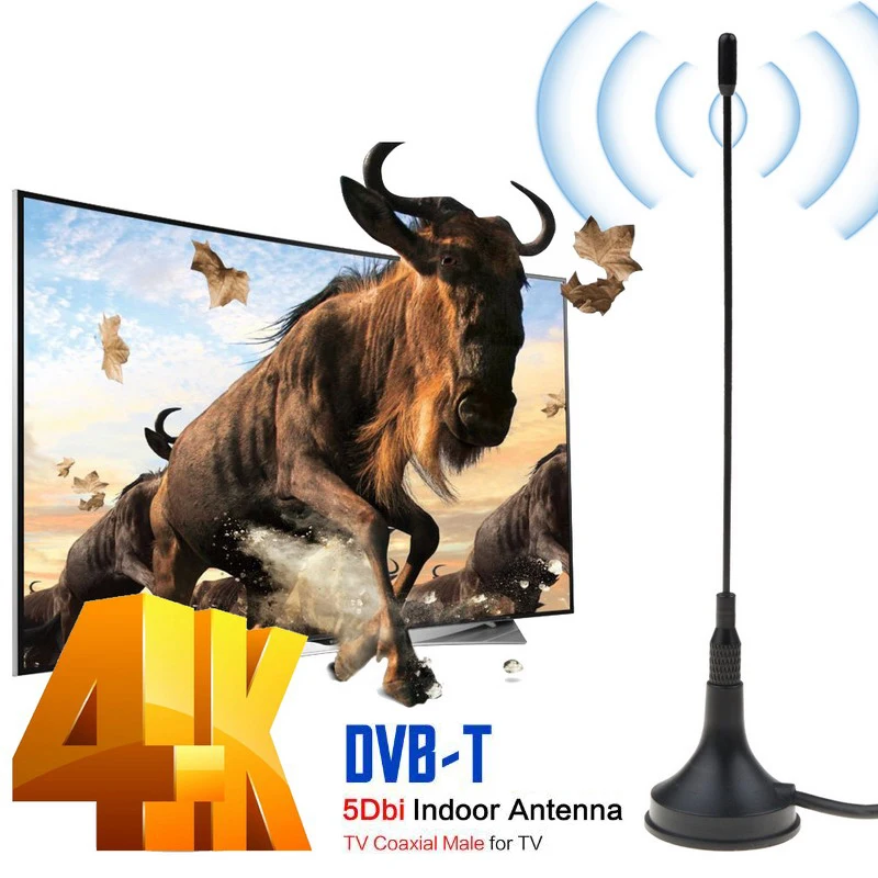Kebidumei-miniantena de TV de 5dBi DVB-T/T2, amplificador de señal aérea de HDTV para interior, Freeview