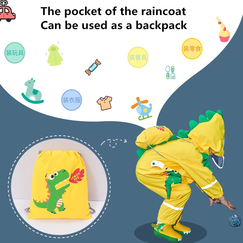 Cute Unicorn Oxford Cloth Baby Raincoat Outdoor Waterproof Rain Coat Kids Jumpsuit Rainwear Girl Boy One Piece Raincoat for Raincoat Poncho