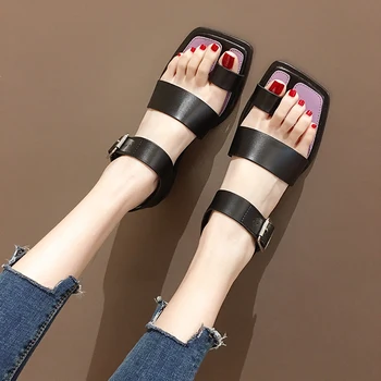 

Women's Shoes Sandals Flats 2020 New Summer Fashion Set Toe Square Toe with Roman Shoes