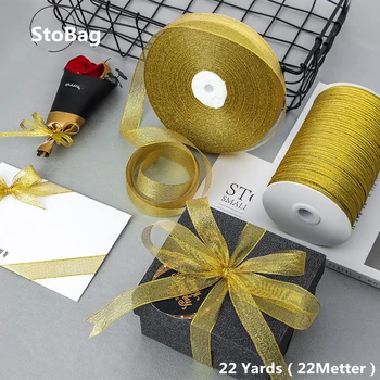 

StoBag 22Yards Gold Silver Band Hand-stitched Gold Strap Gold And Silver Hand-made Gift Box Ribbon Decoration Onion Strap Gift