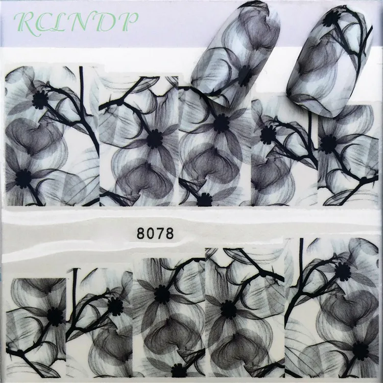 Водные наклейки для украшения для ногтей слайдеры чернила рисунок с лепестками цветы наклейки клей дизайн ногтей наклейки Маникюр Фольга