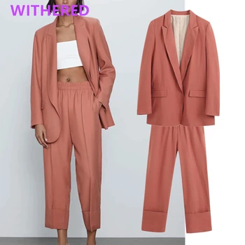 

Dave&Di england style solid casual silk blazer women blazer mujer 2020 women harem suit pants women trousers women 2 pieces sets