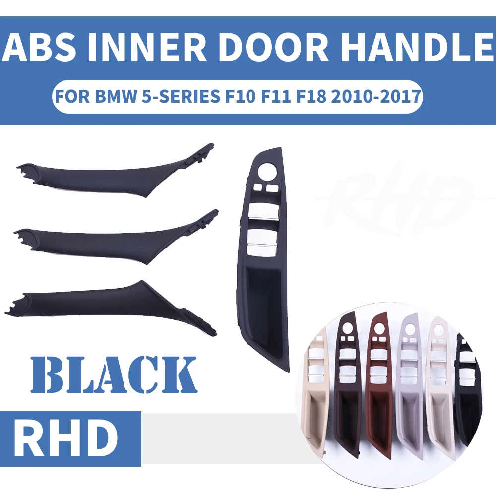 cheap 4PCS Right Hand Drive RHD For BMW 5 series F10 F11 520 525 Black Car Interior Door Handle Inner Panel Pull Trim Cover Armrest
