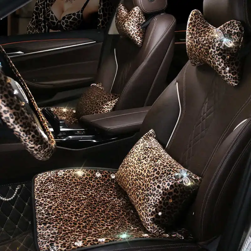 Универсальный размер, модный Леопардовый принт, чехол для автокресла, нескользящий, сохраняет тепло, передний задний протектор, коврик, автомобильные аксессуары