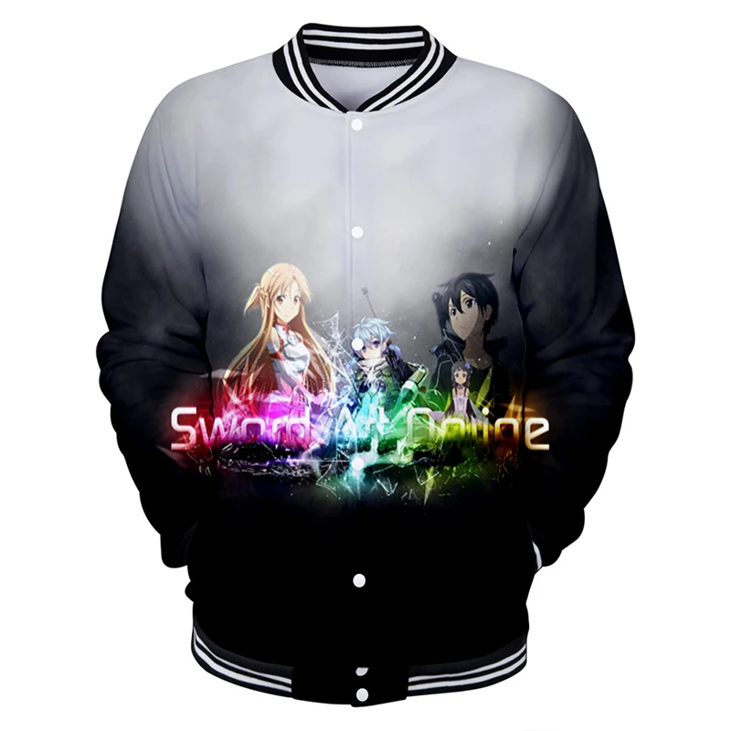 

Anime 3d Baseball Jacket Coat Sword Art Online SAO Print Men Women Hoodie Sweatshirts Tops Pocket Long Sleeve 3D Hoodies Jackets