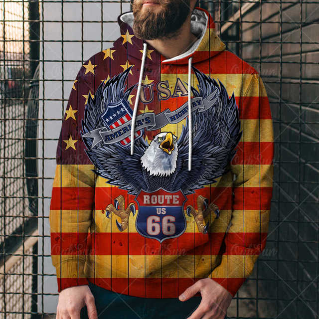 Eagle USA Flag Graphic 3D Print Men's Hoodies Pullover Sweatshirts Unisex Harajuku Outwear Casual Jacket Tracksuit 4XL