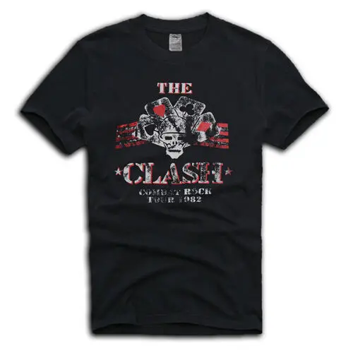 

THE CLASH "COMBAT ROCK TOUR '82" VINTAGE T-SHIRT Tops wholesale Tee custom Environtal printed Tshirt cheap wholesale