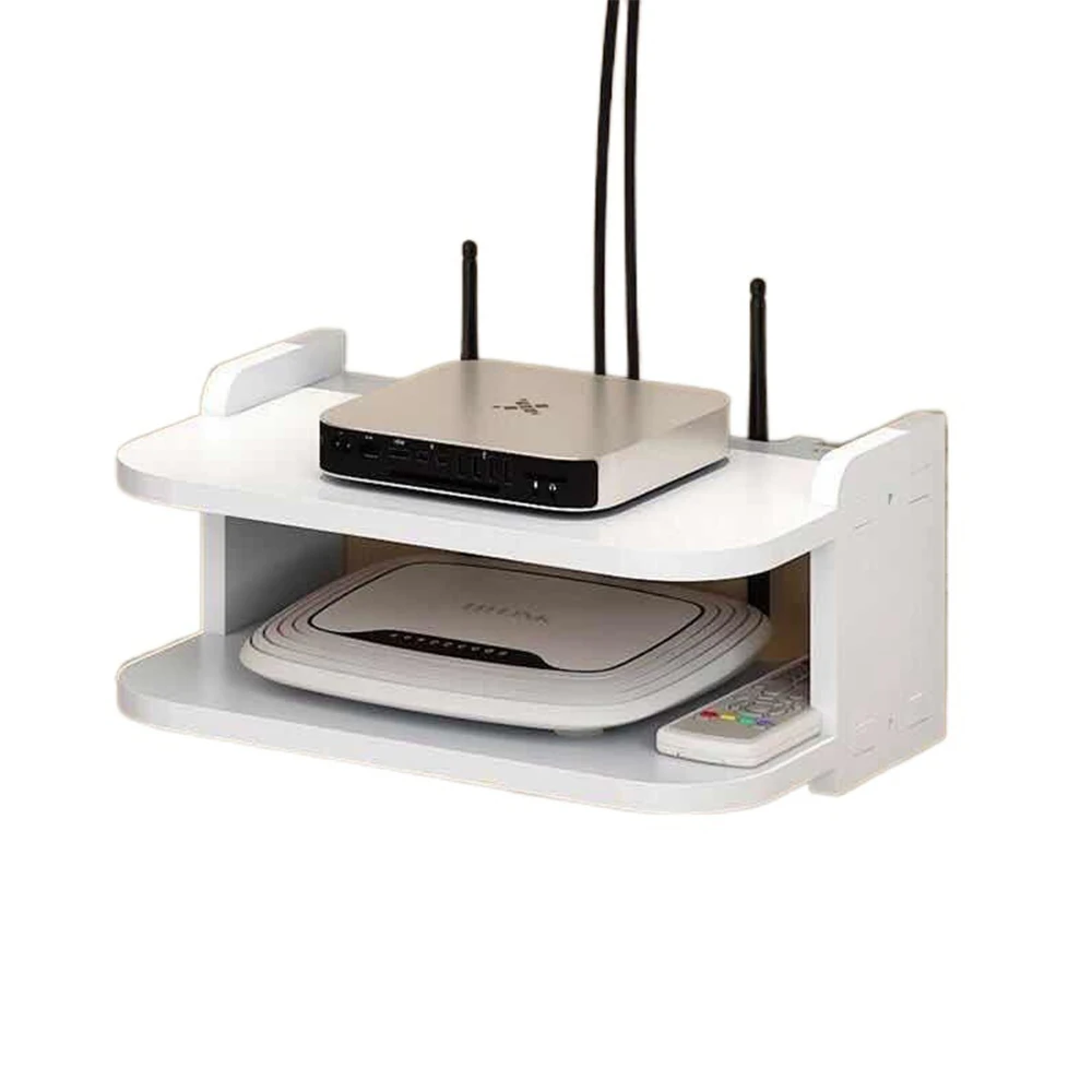 Wifi Router Shelf Wall Hanging Cable Storage Organizer For Bedroom