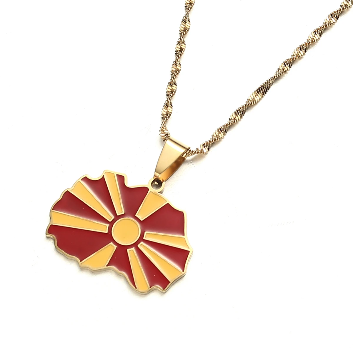 North Macedonia Map Pendant Necklaces For Women Girls Pendant Chain Jewelry 5