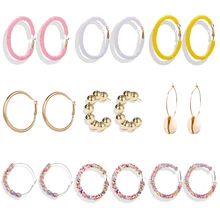 17KM or jaune blanc rose surdimensionné grand cerceau boucles d'oreilles pour femmes fille 2019 ronde boucle d'oreille géométrique mode bijoux en gros(China)
