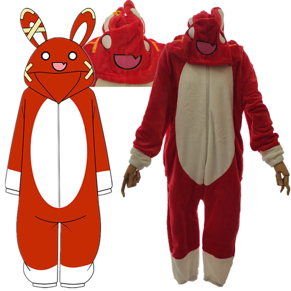 Game Genshin Impact Amber Rabbit Baron Bunny Cosplay Costume Kigurumi Adult Unisex Pajamas Flannel Jumpsuit Sleepwear Onesies |