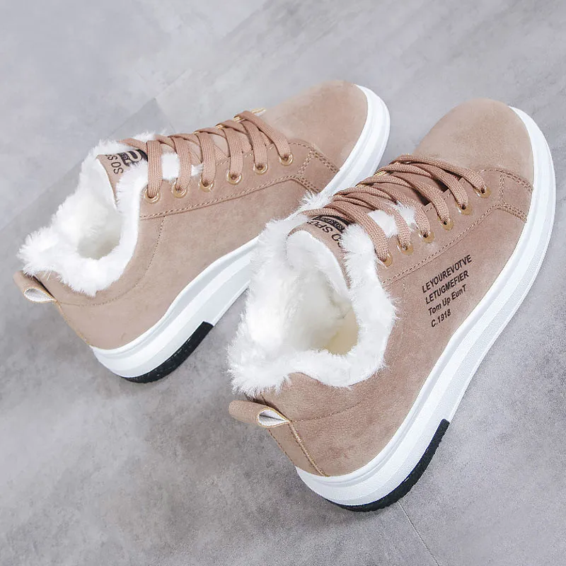 

Warm Fur Plush women's winter sneakers Shoes Woman 2019new Casual Shoes Lace Up Fashion Women Sneakers Platform Snow Boots