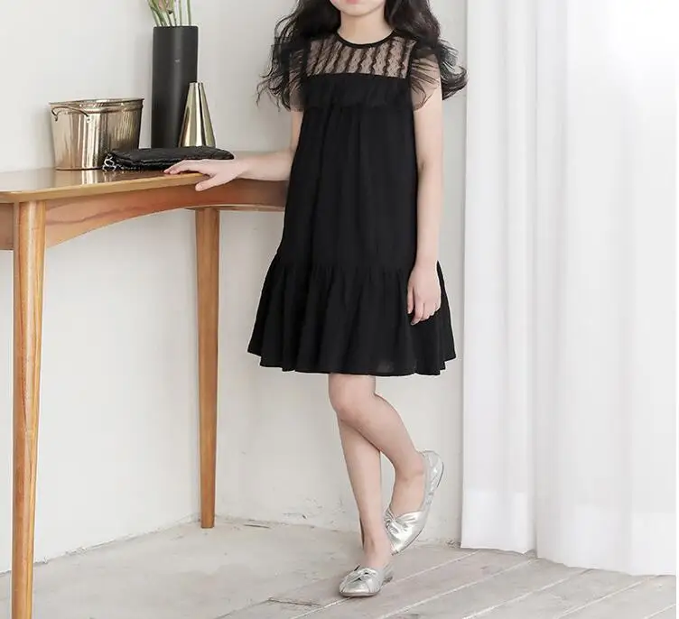 JOYIN/Вечерние платья для девочек; летние кружевные вечерние платья принцессы из тюля; модная детская одежда; детское черное платье с оборками для детей 12-14 лет