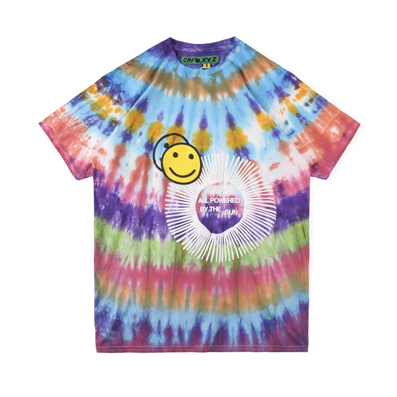 Цветная футболка Kanye FW Tie-dye Высококачественная CPFM.XYZ для мальчиков и девочек с