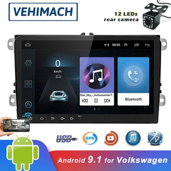

2 Din MP5 Car Player Android 9.1 Car Radio Bluetooth 9'' GPS WIFI FM MP4 Music For VW Volkswagen Polo Golf Passat B6 Skoda Seat