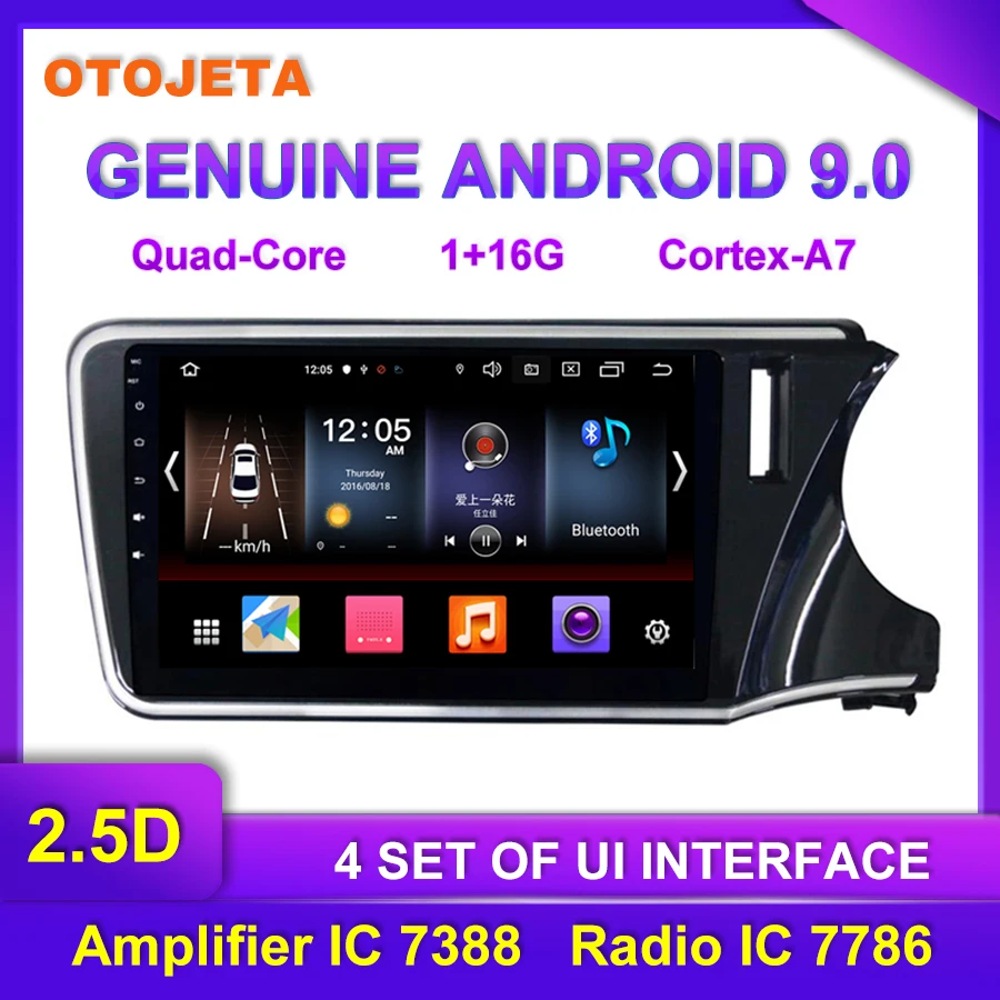 Прямая с фабрики OTOJETA Android 9,0 Автомобильный мультимедийный радио для Honda City RHD gps USB навигация по Bluetooth магнитофон