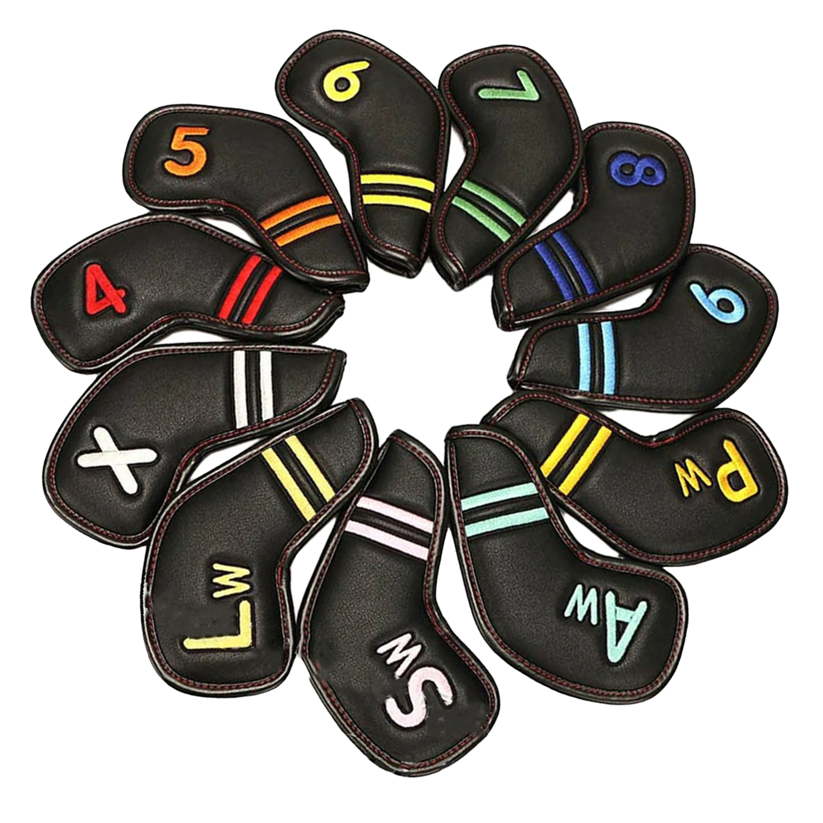 11Pcs Magnetic Golf Iron Headcover PU Irons Head Cover Protector Club Case