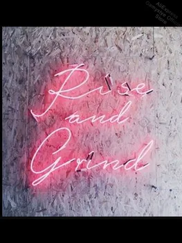 

Neon Sign for Rise and Grind Neon Tube sign handcraft Commercial Doisplay Neon Windows Garage Wall Sign Characteristic Bar Neon