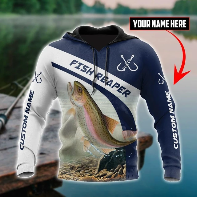 Custom name Rainbow Trout fishing 3D Printing Men's Hoodie