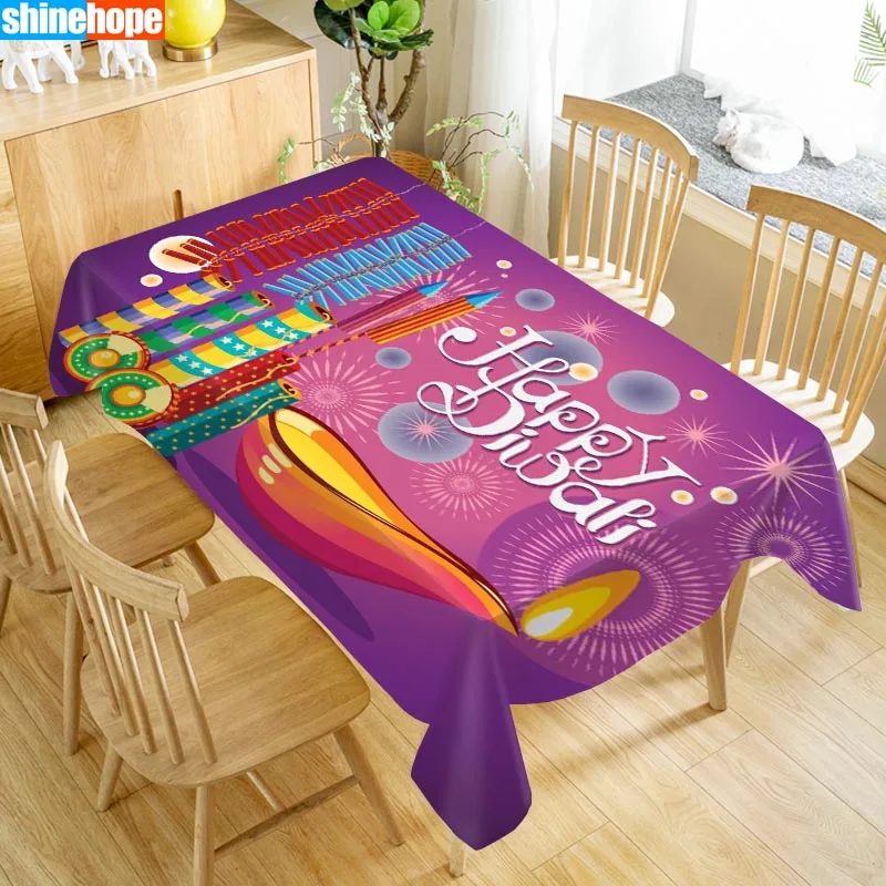 

Custom Diwali Festival Table Cloth Oxford Print Rectangular Waterproof Oilproof Wedding Table Cover 100X140cm140X250cm