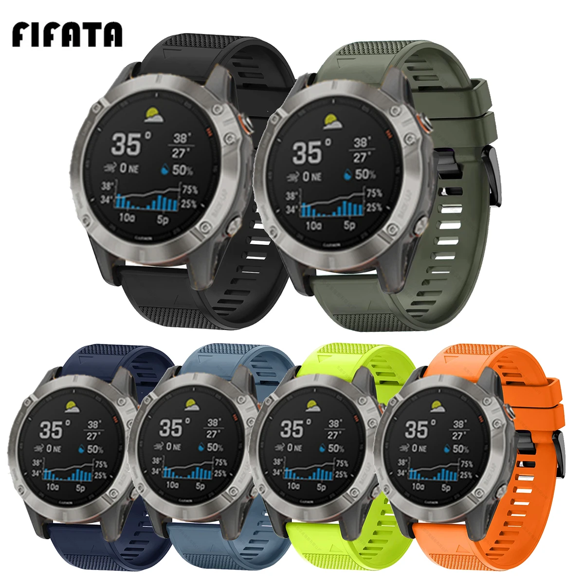 Ремешок для часов FIFATA 26 мм 22 20 ремешок Garmin Fenix 5X 6X 6 5 6S 3 ч быстросъемный силиконовый