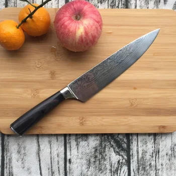 

Damascus pattern chef's knife sliced meat knife kitchen knife wooden handle Sander knife universal knife