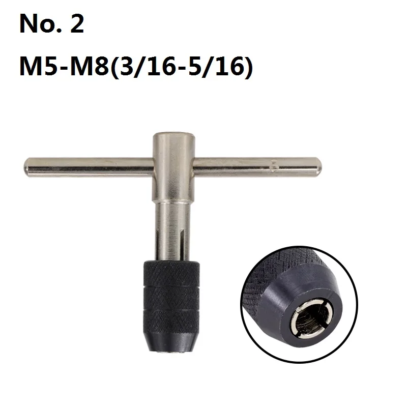 XCAN 1 шт. M3-M6(1/8-1/4) M5-M8(3/16-5/16) M6-M12(1/4-7/16) Регулируемый Т-образный гаечный ключ ручной нарезной инструмент кран с винтовой резьбой держатель - Цвет: No.2 M5-M8