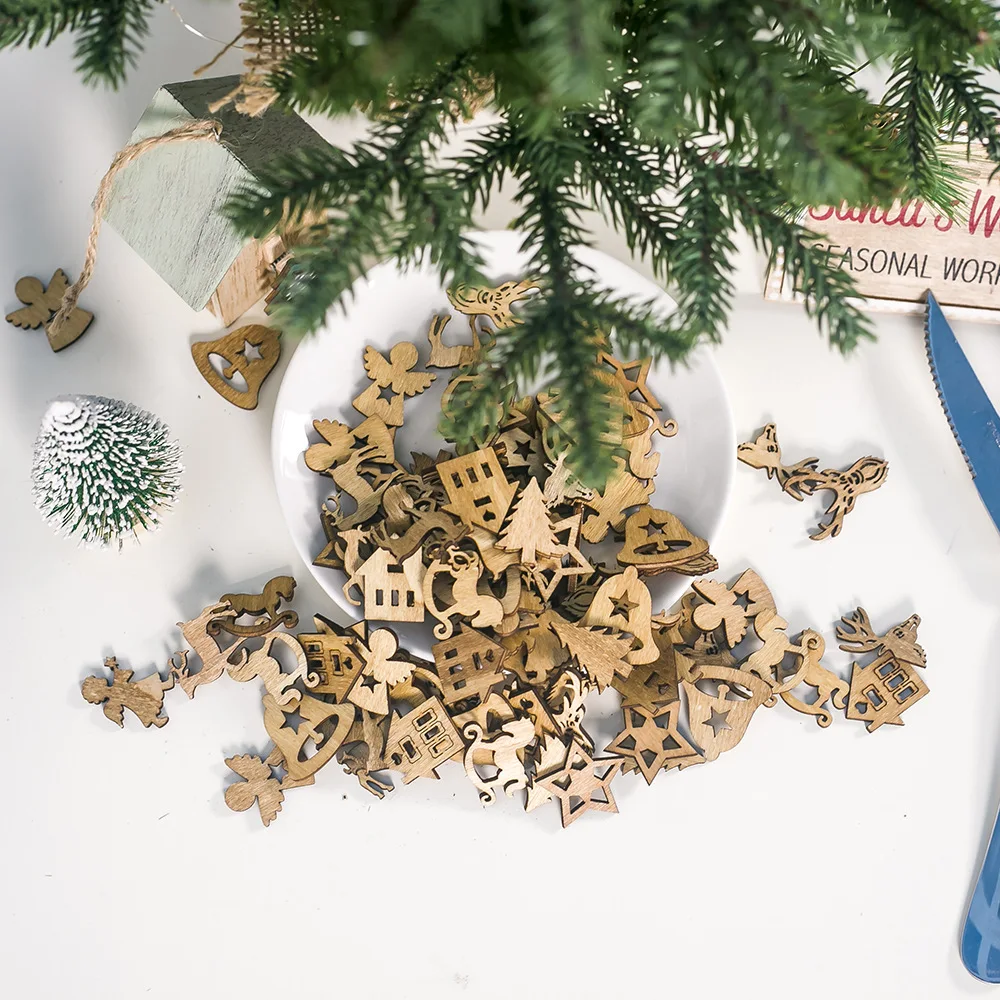 Christmas Pendant Light Wood Digital Tree Decoration for Home Hanging Jewelry Holiday Good Gift Wedding Navi | Дом и сад