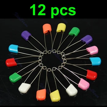 

12 pcs Colors Safety Locking Baby Cloth Nappy Diaper Craft Pins X7XB