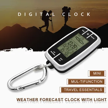 

Portable Weather Station Forecast Temperature Humidity Clock W Flashlight & Compass Thermometer Pocket Outdoor EDC Tool
