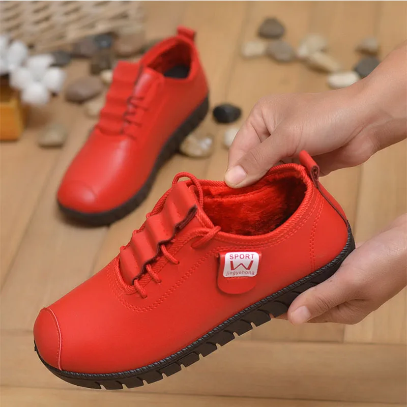 Promotion Women Shoes Winter Autumn Loafers Platform Shoes Woman Fashion Sneakers Casual Soft Bottom Non-slip Red Ladies Shoes