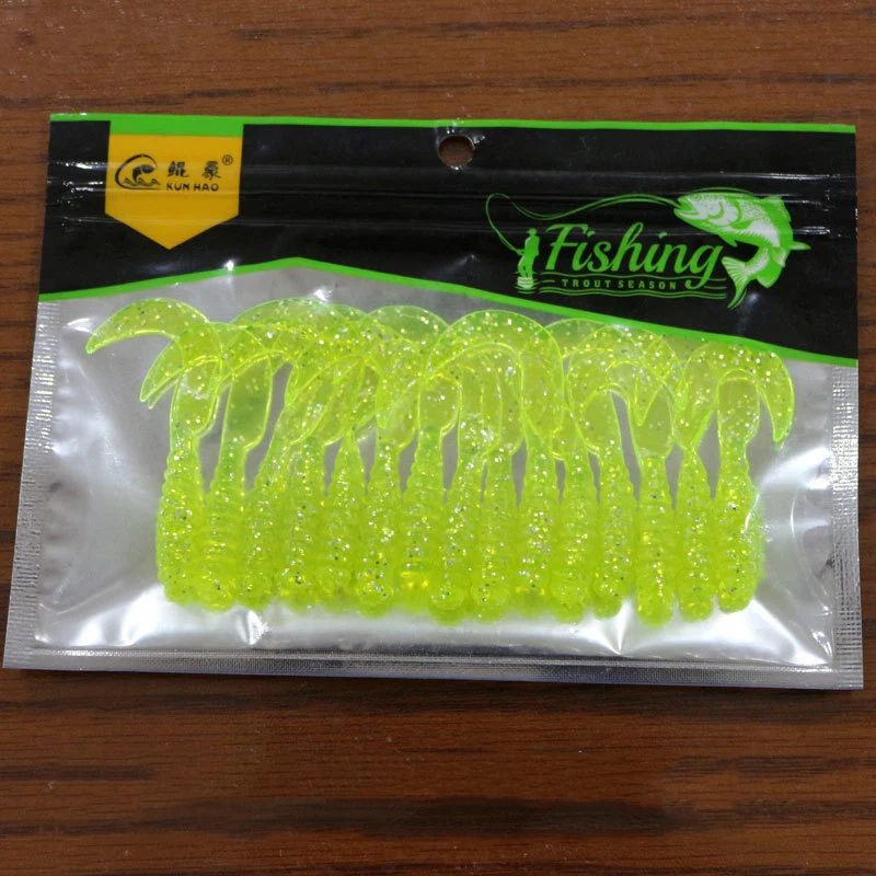 

FeelFun 15PCS/Bag Silicone Rubber Fake Maggots Bait Luminous Mini Grubs Soft Worms Fishing Lures 6cm Fishing Bait
