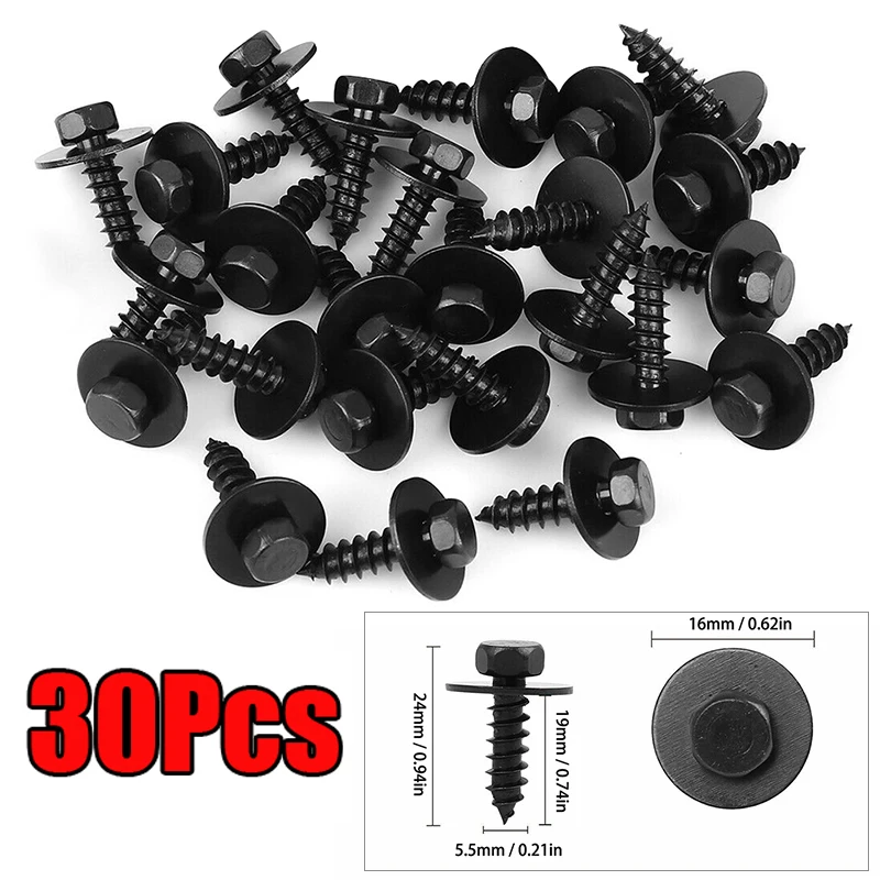 

For Toyota 1 Set Black Screw Bolt Retainer Fender Liner Under Cover 5.5mm Hole