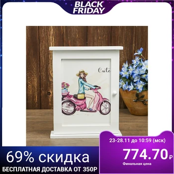 

Housekeeper wood 6 hooks "Girl on a moped" white 28x22x6.5 cm 3695070