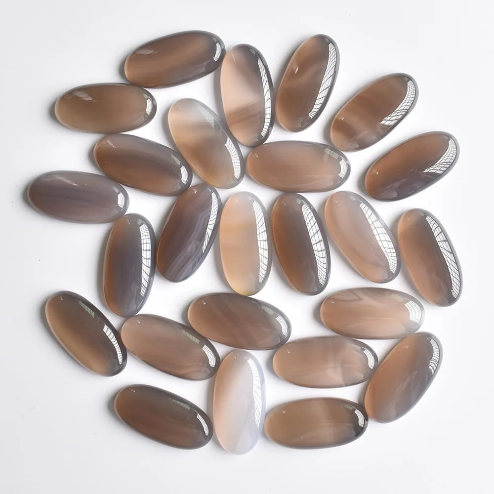 

Wholesale 20pcs/Lot fashion high quality natural grey onyx oval shape cab cabochon beads for Jewelry making 15x30mm free