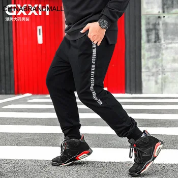

Big size Men Leisure Pants Sports Fat Man Black Sports Elastic Force Plus Fat Plus Trousers Wei Pants