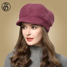 FS теплые зимние шапки для женщин Skullies Beanies Hand Made Hat Новая Осенняя женская вязаная шапка Фиолетовый Черный Красный Sombrero Mujer
