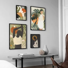 Pintura de figura abstracta, arte de pared Vintage, minimalista, pintura en lienzo, carteles e impresiones, imágenes para decoración para sala de estar