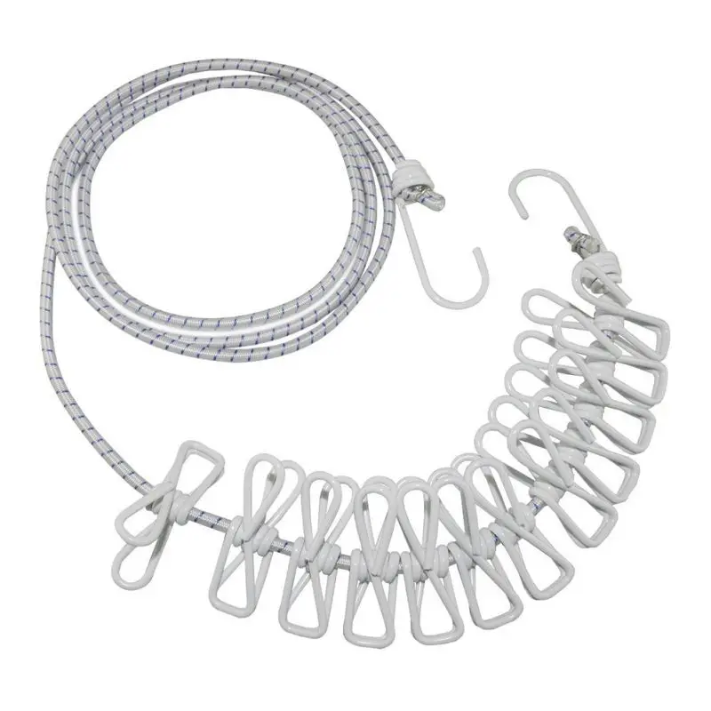 Outdoor& Home Color Portable Receive Accessories Wind and Skid Resistant Clothesline Camping Tent Rope 12-17 pcs Clips - Цвет: White 12pcs clips