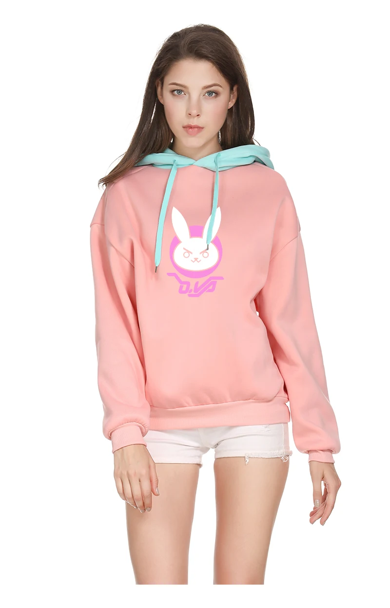 Женские толстовки и свитшоты с рисунком Kawaii OW dva Rabbit D. VA, повседневный флисовый пуловер с рисунком