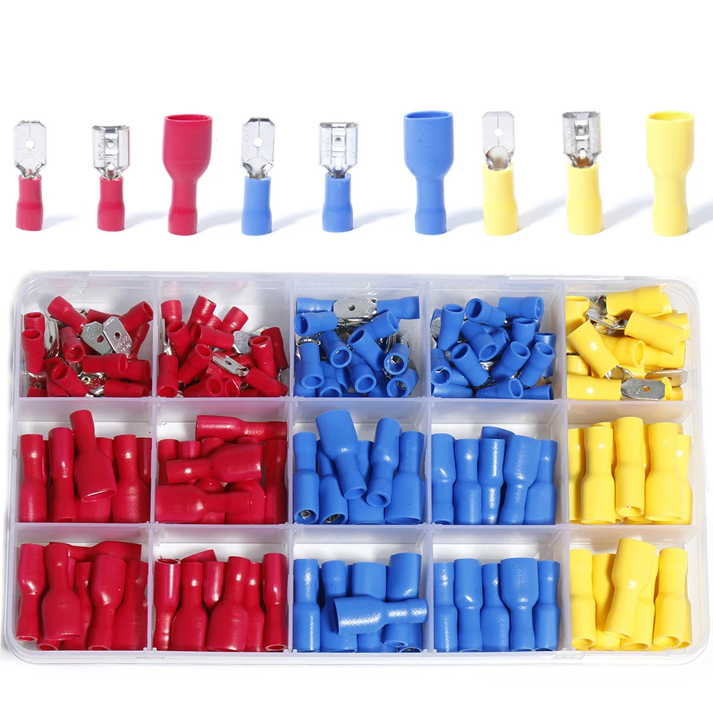 

Male Female Plug cold pressing fast wire spring connector Terminal Electrical Crimp Spade Lug Cable car Full Fork Assortment Kit