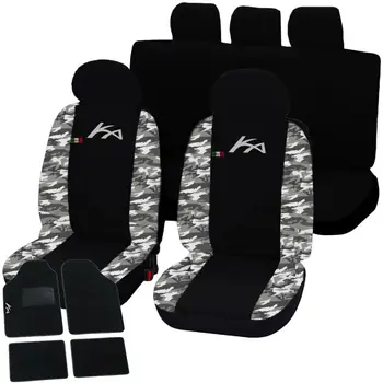 

COPRISEDILI FORD KA BICOLORE NERO - MIMETICO CHIARO CON TAPPETINI MOQUETTE