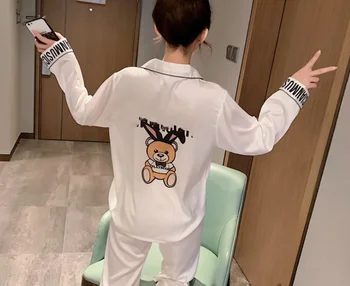 

Nightgown women's long-sleeved printed nightgown suits