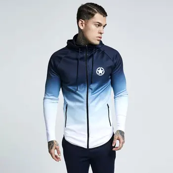 

Autumn Winter Mens Hoodies Sweatshirt Gradient Color Male Sweatshirts Zipper Pockets Mens Cardigan Casual Sweatshirt Hoodie Male